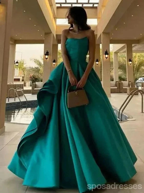 Gorgeous Green A-line Strapless Maxi Long Party Prom Dresses,Evening Dress,13506