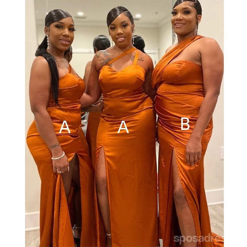 Mismatched Burnt Orange Mermaid Maxi Long Bridesmaid Dresses For Wedding,WG1783