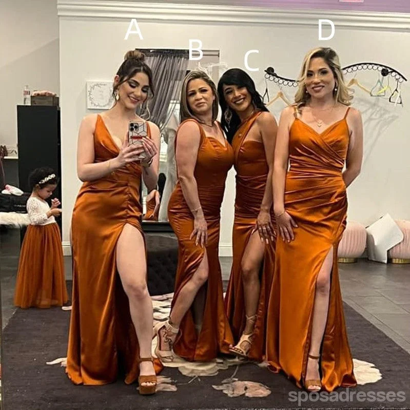 Mismatched Burnt Orange Mermaid Maxi Long Bridesmaid Dresses For Wedding,WG1788