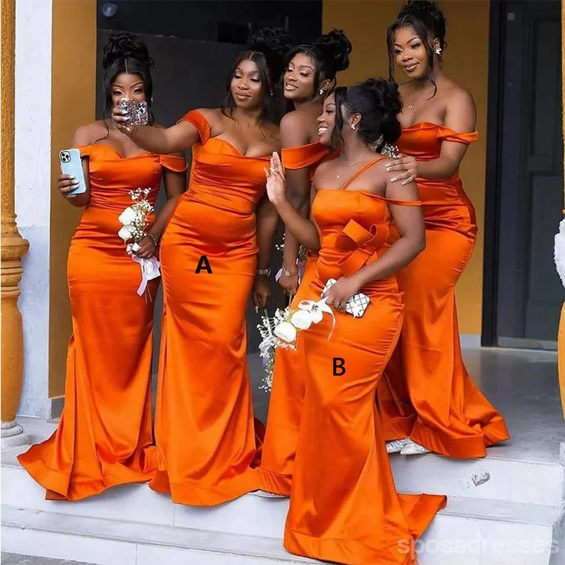 Mismatched Burnt Orange Mermaid Maxi Long Bridesmaid Dresses For Wedding,WG1794