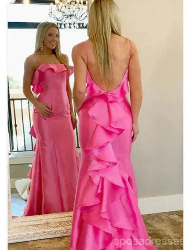 Popular Pink Mermaid Spaghetti Straps Maxi Long Party Prom Dresses,Evening Dress,13440