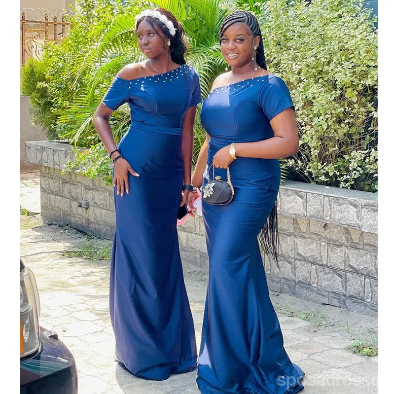 Sexy Blue Mermaid Maxi Long Bridesmaid Dresses For Wedding Party,WG1860