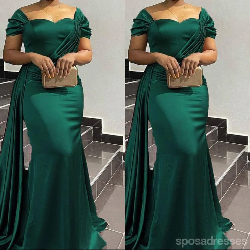 Sexy Green Mermaid Off Shoulder Maxi Long Bridesmaid Dresses For Wedding, WG1756