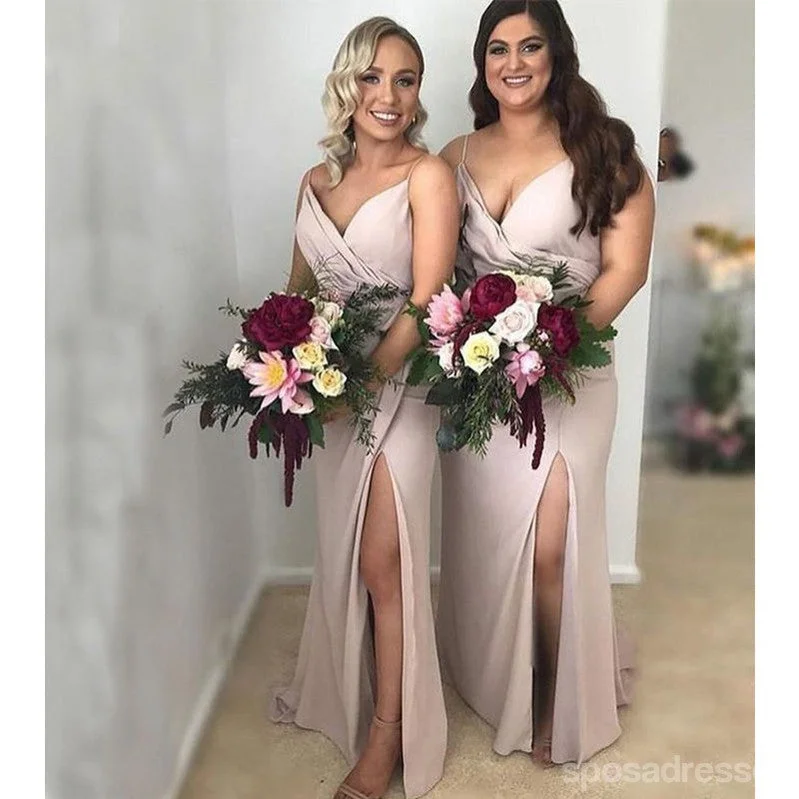 Sexy Mermaid Spaghetti Straps Side Slit Maxi Long Bridesmaid Dresses For Wedding Party,WG1818